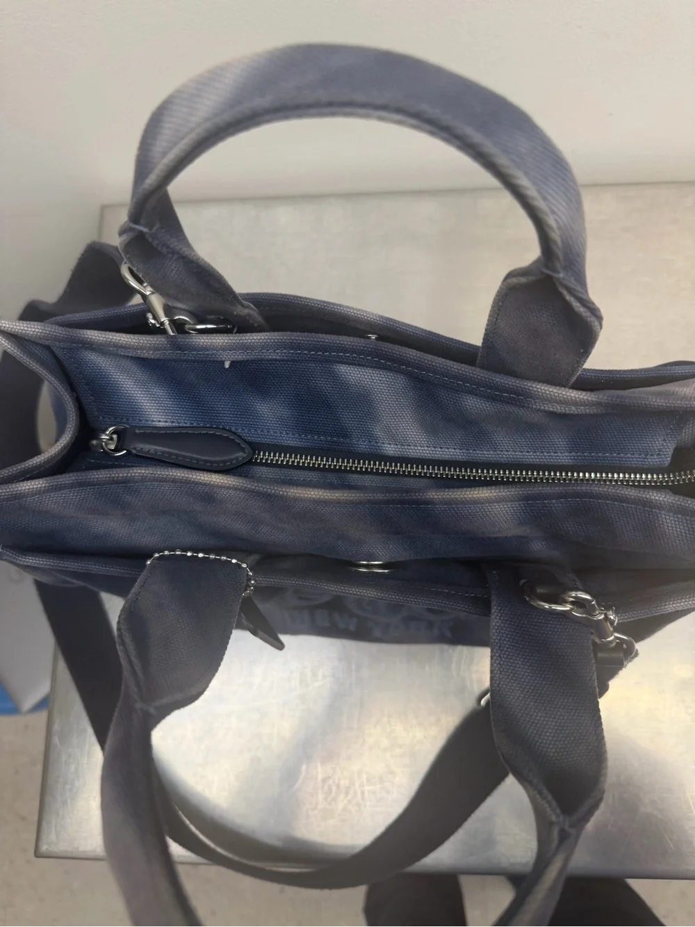 Coach New York Blue Tie-Dye Canvas Messenger Tote